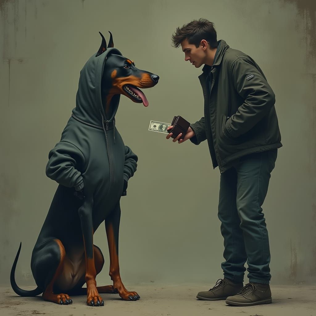 Doberman Gangster in Noir Art Style