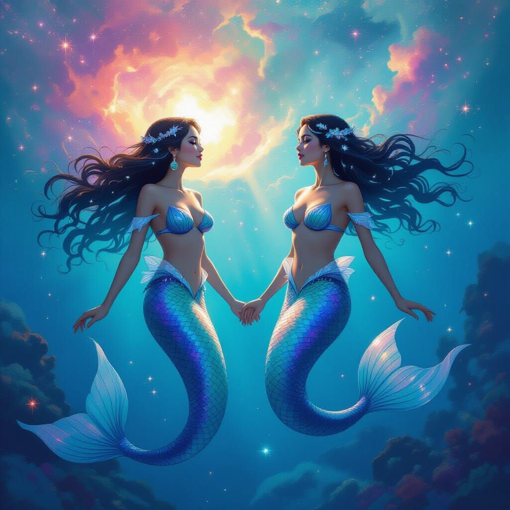 Galactic Mermaids in Vibrant Nebulae