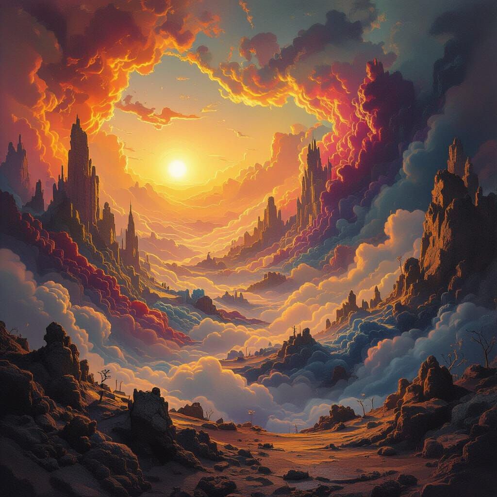 Surreal Dreamscape of Manifested Thoughts with Vibrant Color...