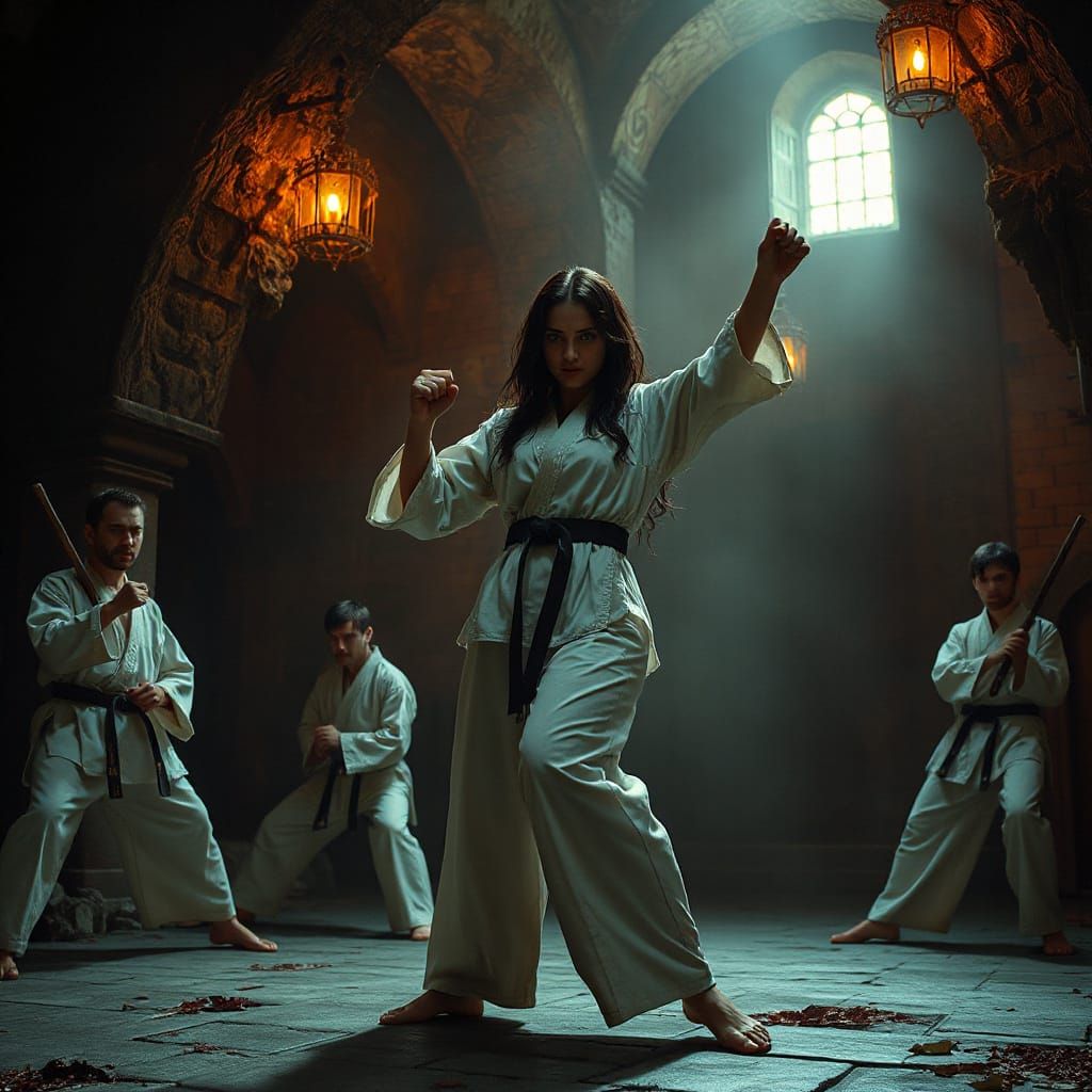 Gothic Vampire Princess Teaches Karate, Dark Fantasy Art