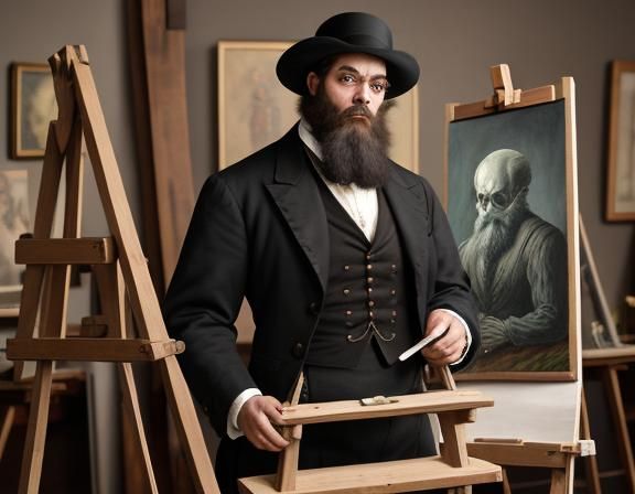 Artist's Workshop Scene with Monster Girl