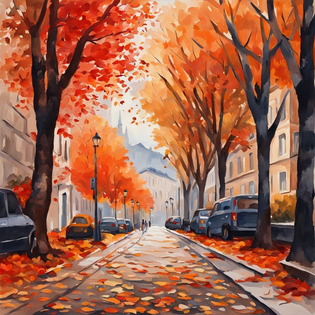 Epic Autumn Landscape in Gouache Style