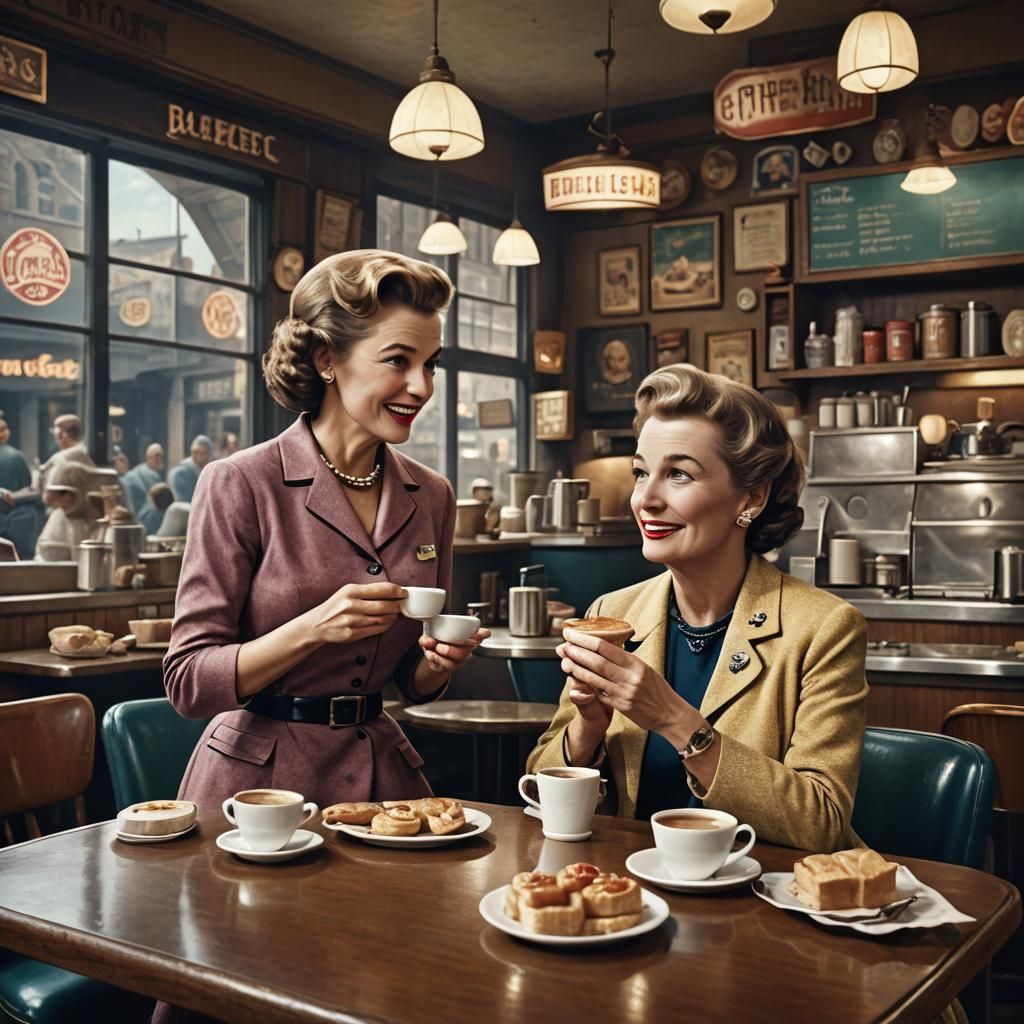 1950s Coffee Shop Scene in Detailed Matte Painting