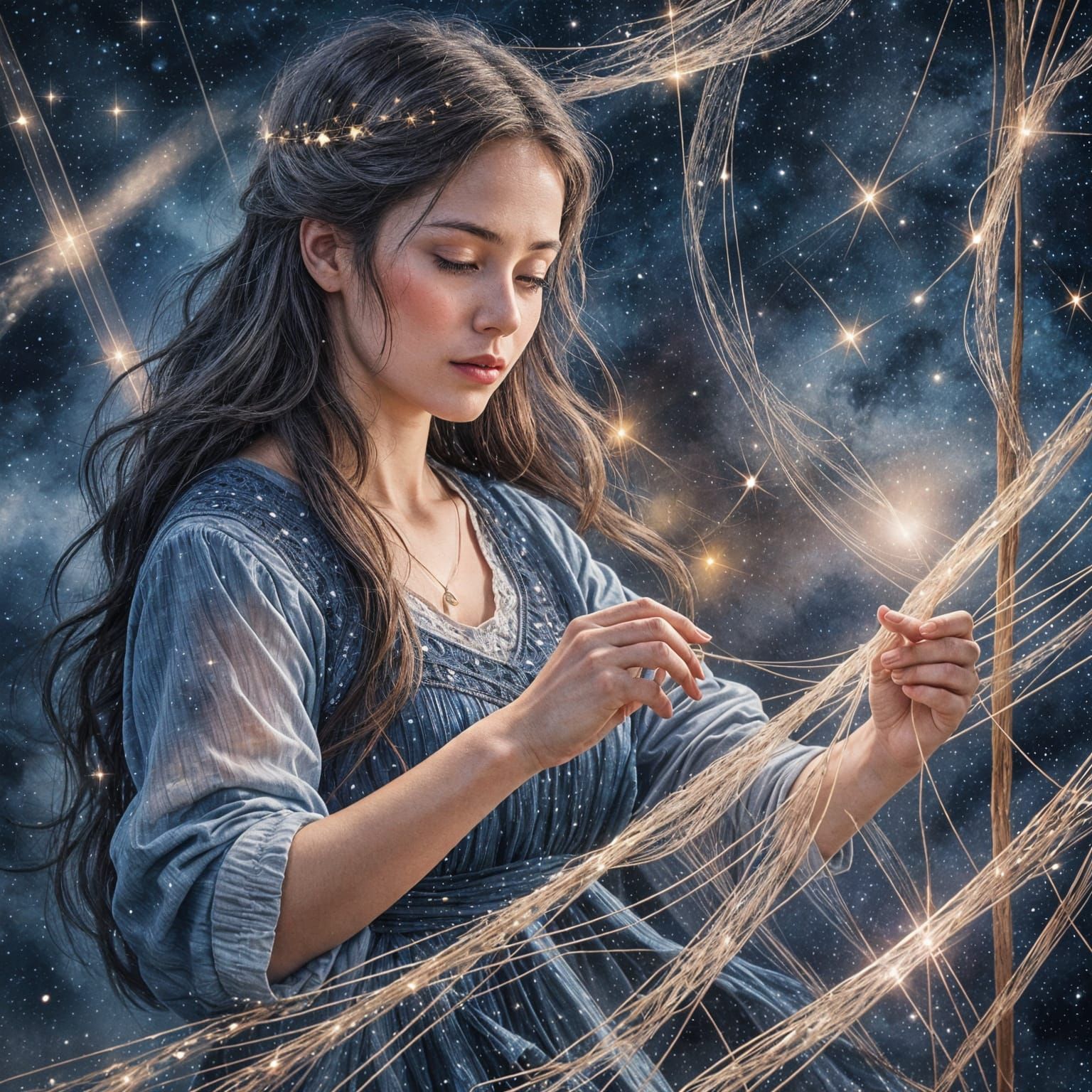 Woman Weaving Starlight