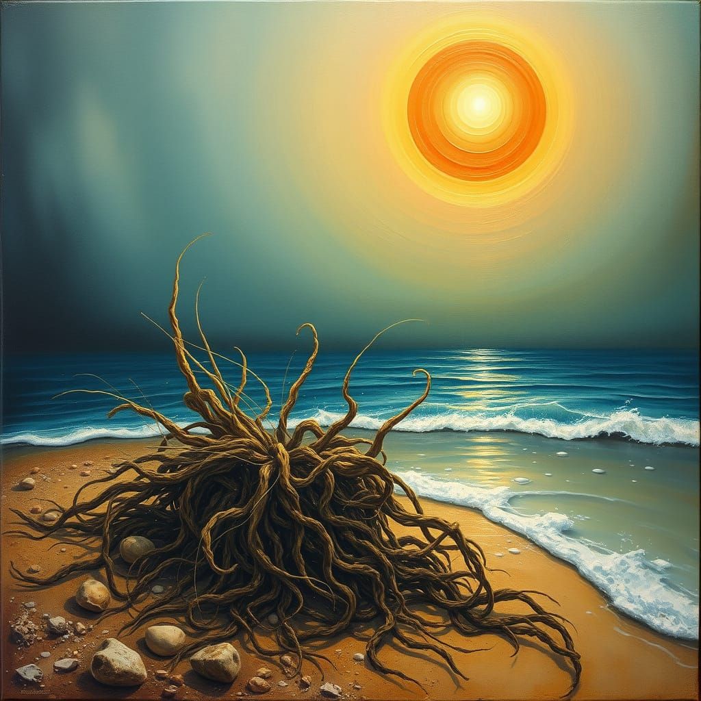 Surreal Seaweed Shoreline in Dali Style