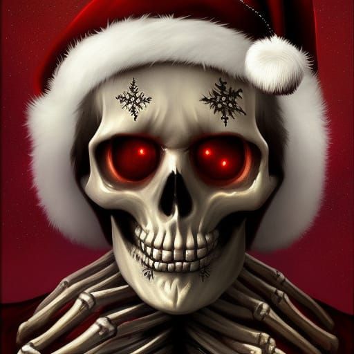 Cosmic Horror Skeleton Santa Claus Digital Painting