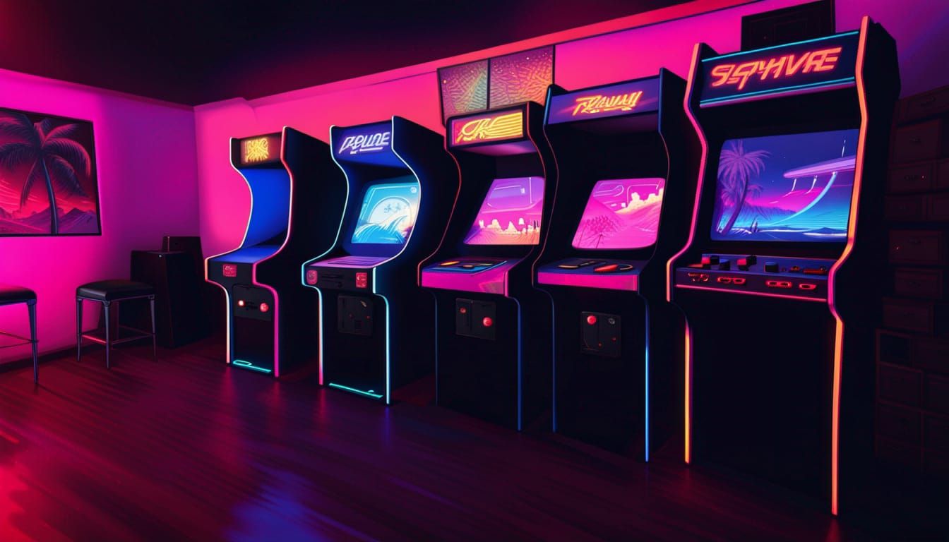Synthwave Neon Arcade: Retro Gaming Paradise
