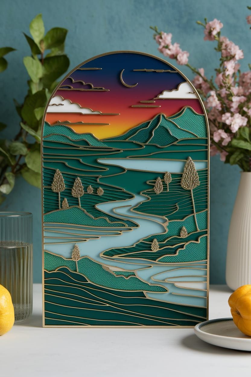 Cloisonné Landscape Set in Resin