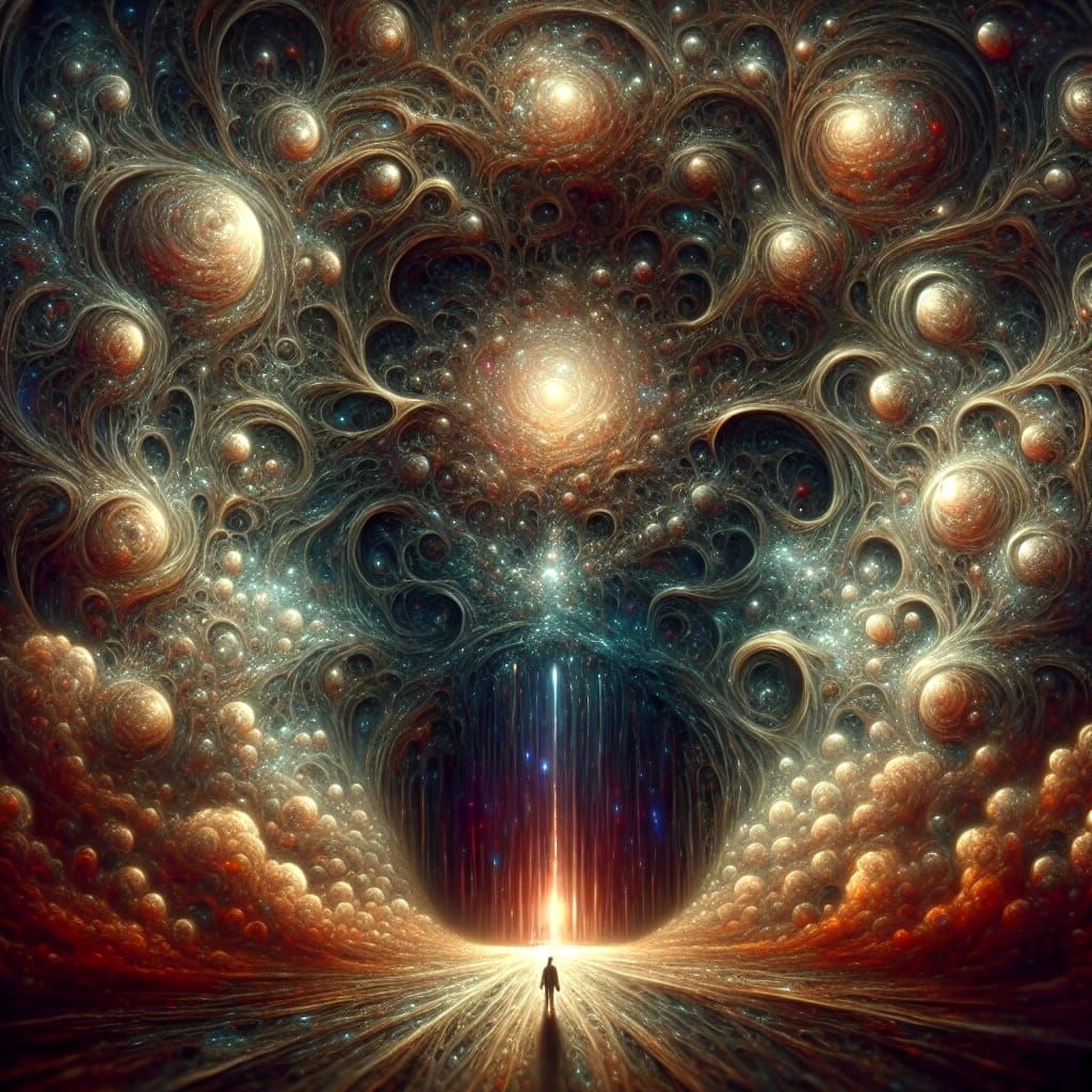 Cosmic Entity Unveiling Ethereal Portal in Romanticism Style