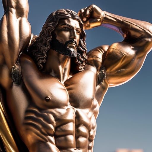 Muscular Jesus Statue in Rococo Style