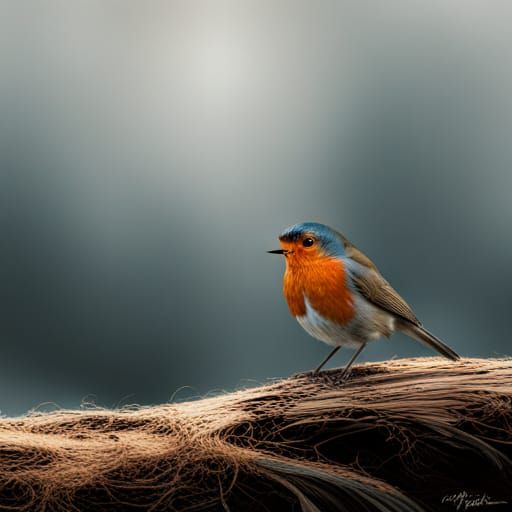 Colorful Robin Bird in Digital Matte Painting