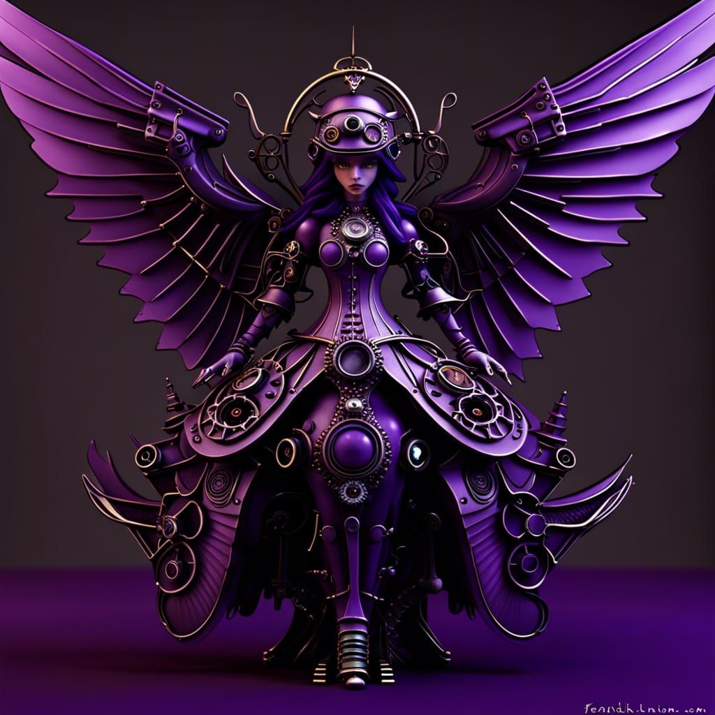 Steampunk Angel Automaton in Vorticism Style