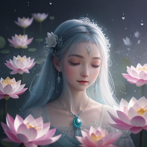 Mystical Lotus Flower in Bioluminescent Moonlight