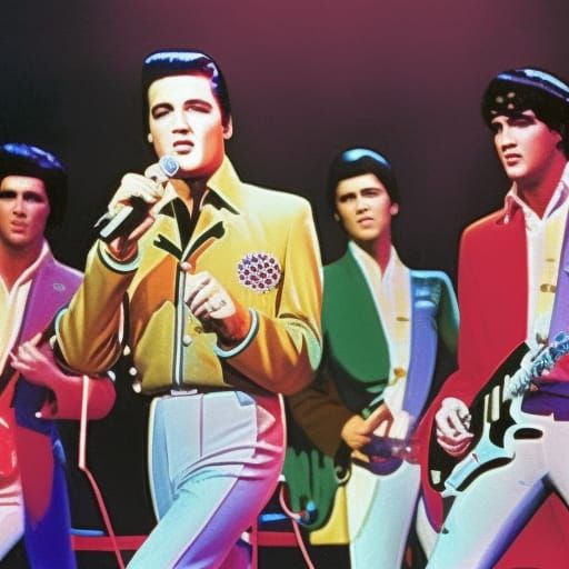 Elvis Presley on Stage in Art Deco Style