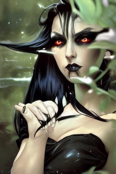 Gothic Vampire Portrait in Art Nouveau Style