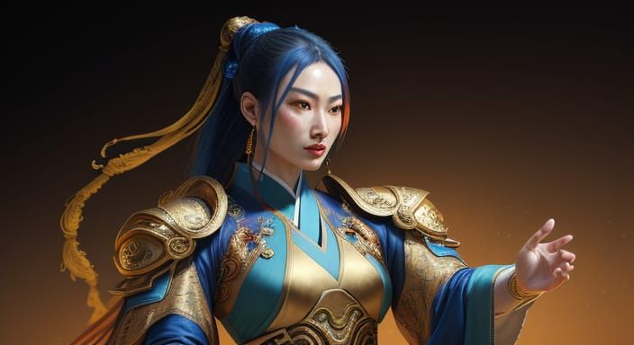 Cyborg Scholar in Silk Hanfu: Concept Art