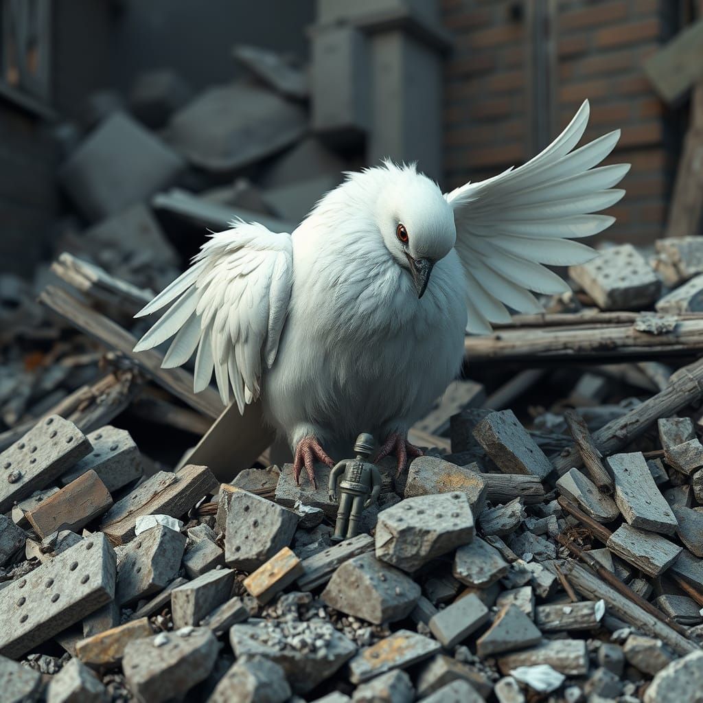 Heartbroken Dove Amidst Devastation