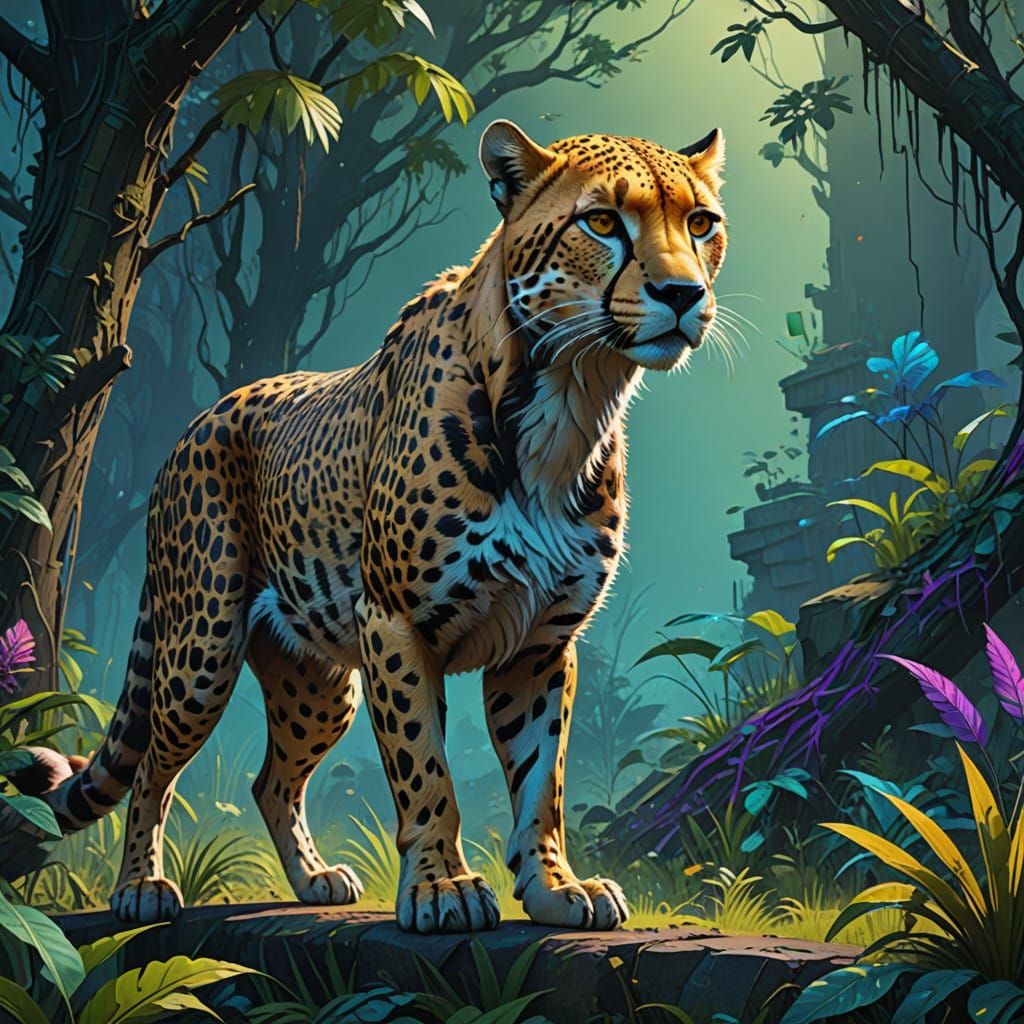 Majestic Cheetah Emerges from Iridescent Jungle in Stunning ...