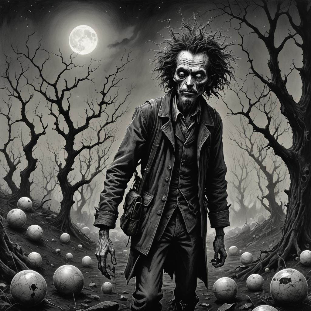 Globe-Headed Vagabond in Nature: Hyperrealistic Black and Wh...