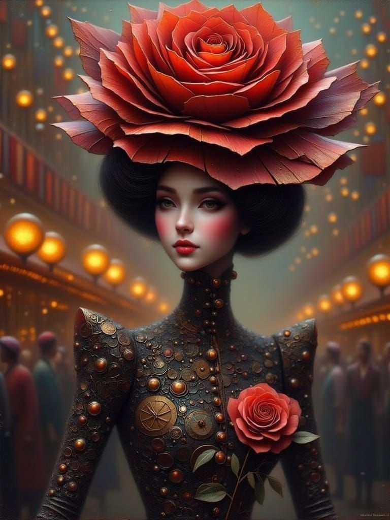 Surreal Black Rose Blends Velvet and Industrial Accents