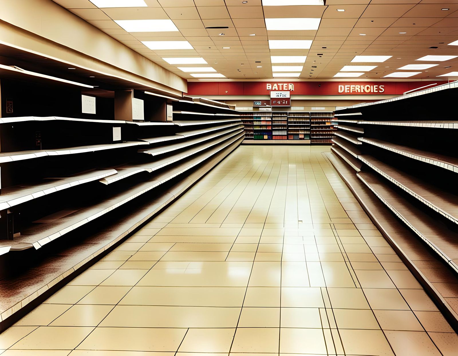 Empty 1990s Department Store, Disorganized and Desolate