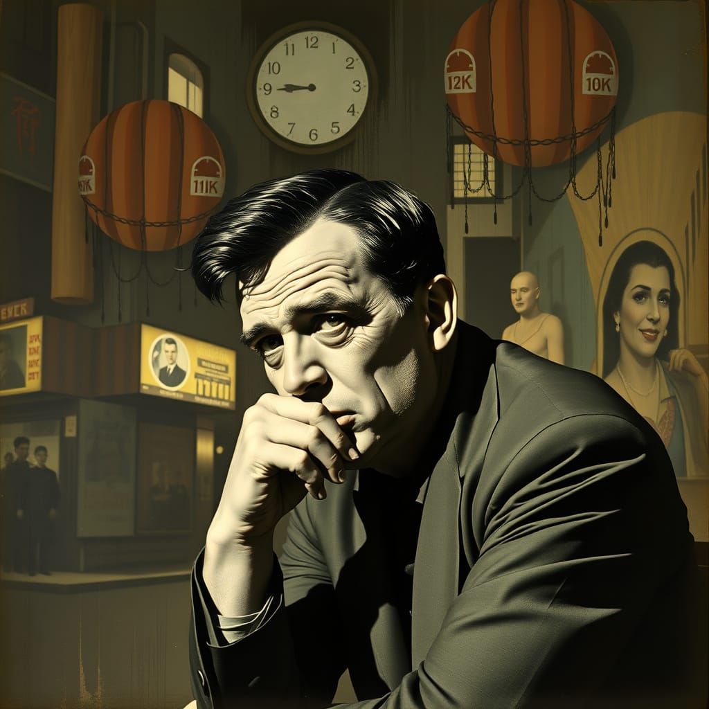 Dieselpunk Thinker in Art Deco Style