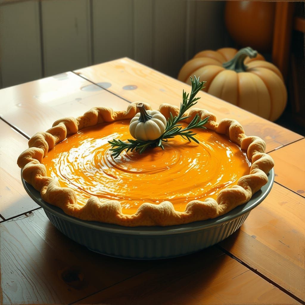 Pumpkin Pie Still Life in Impressionist Style