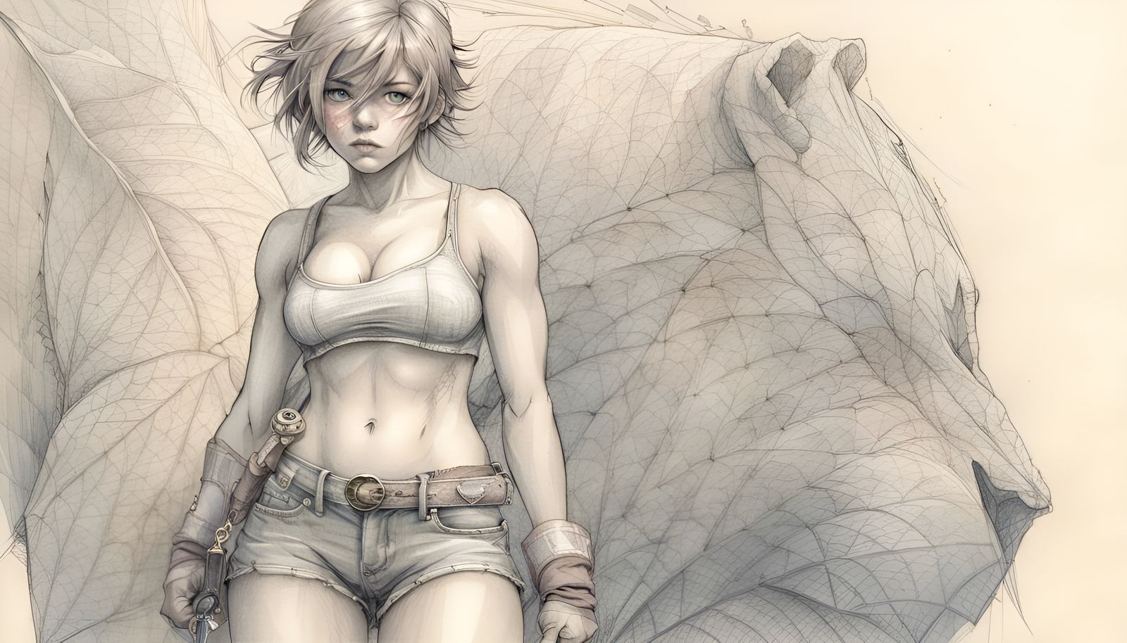 Power Girl Graphite Pencil Art: Embarrassed Expression