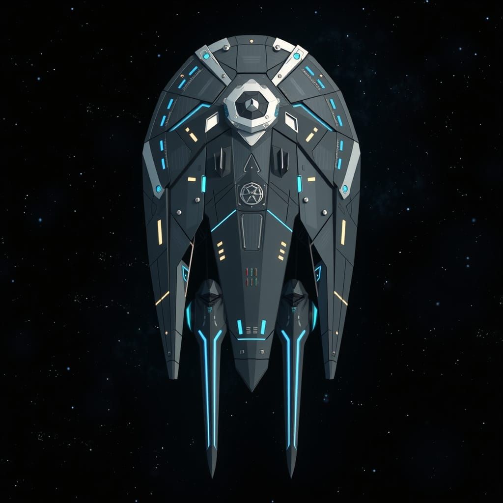 Sleek Black Starfleet Vessel in Futuristic Aesthetic