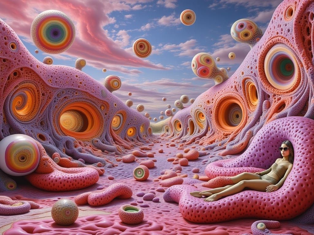 Surreal 1960s Dreamscape in Vibrant, Weightless Futurism