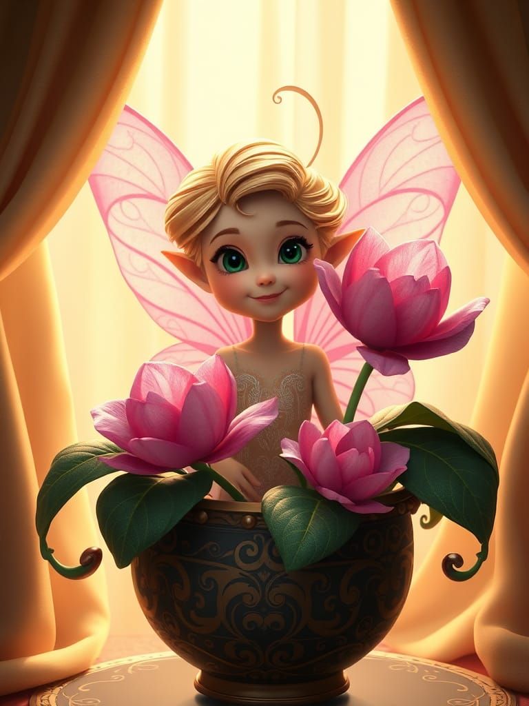 Pixar-Style Fairy Girl Portrait with Volumetric Lighting