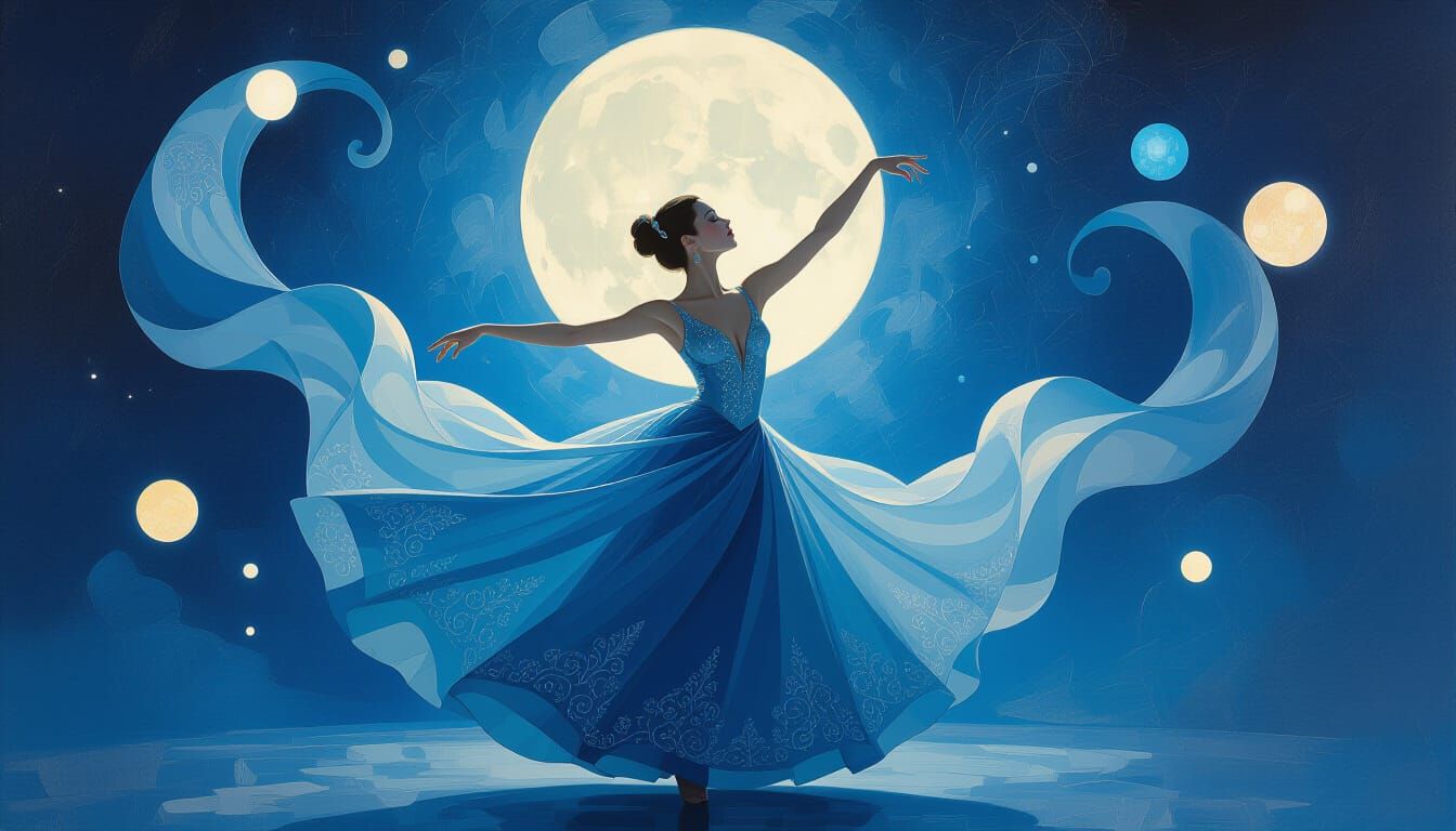 Surreal Dancer in Lunar Light Oil Painting