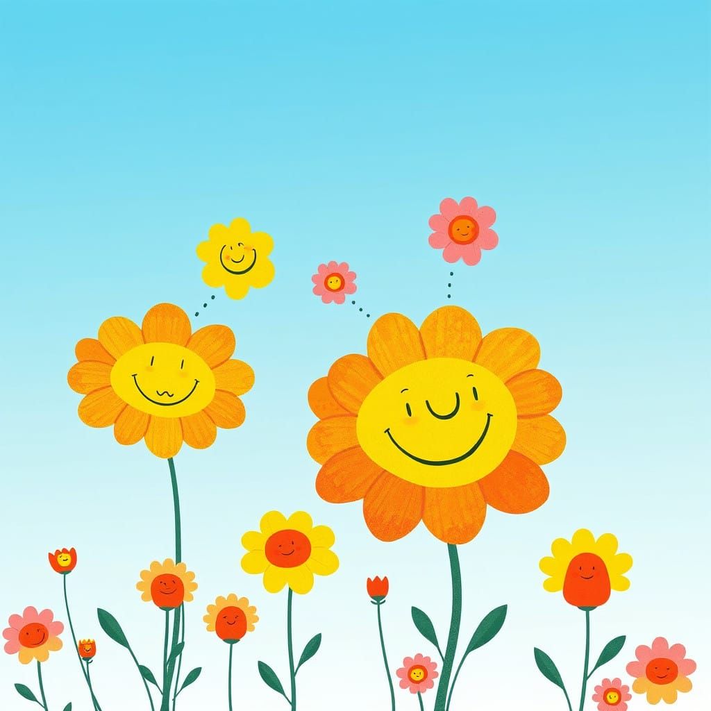 Joyful Blooming Minds in Whimsical Illustration Style