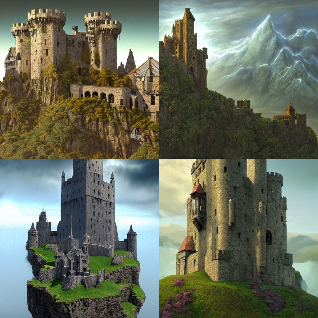 Stone Castle in the Sky: Fantasy Art