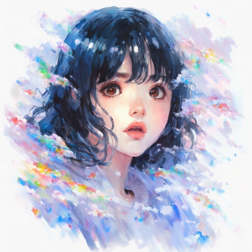 Soft Focus Anime Portrait with Vibrant Eyes