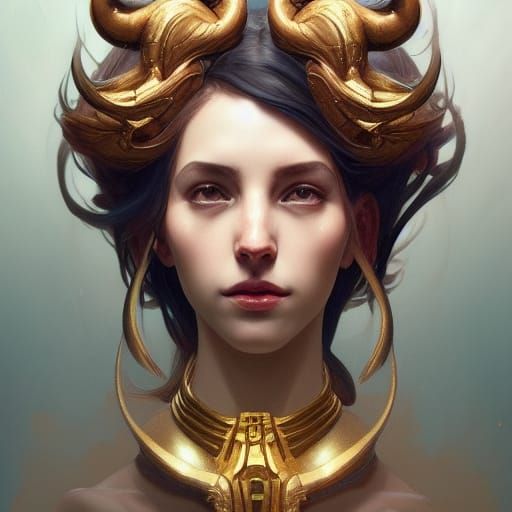 Aries Portrait in Hyperdetailed Digital Art Style