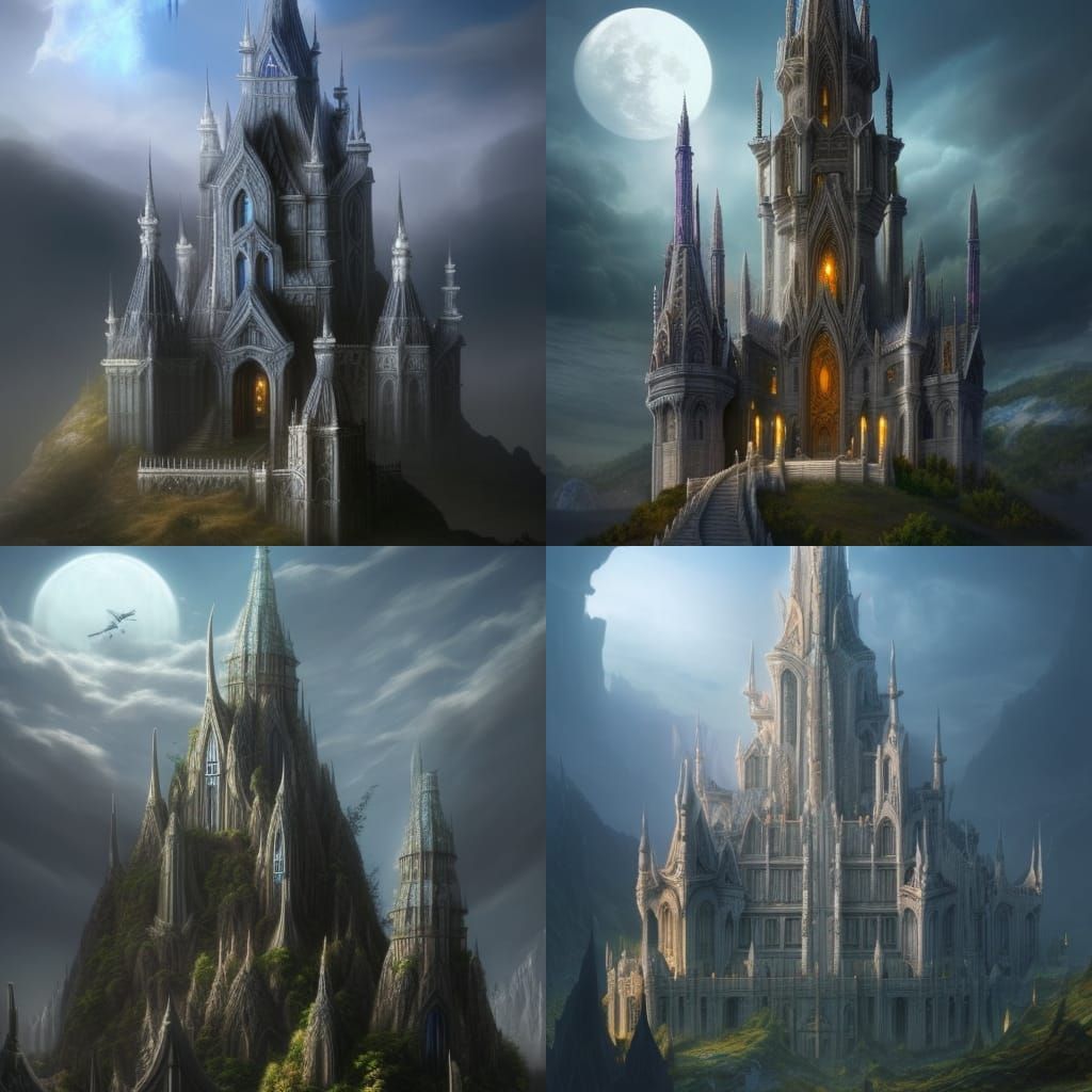 Flying Elven Castle: High Fantasy Concept Art