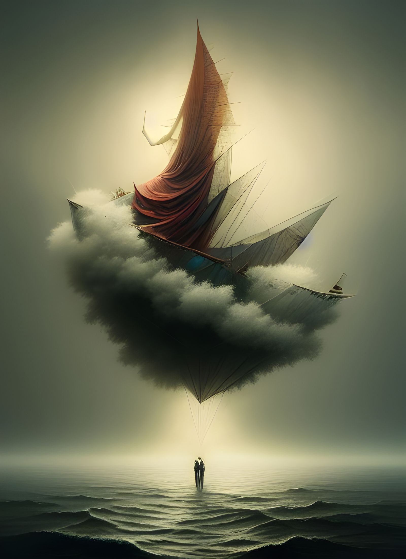 Ship Overboard: Voxel Fractal Storm in Suprematism Style