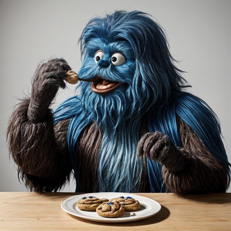 Blue Wookiee Eats Cookies Like Cookie Monster
