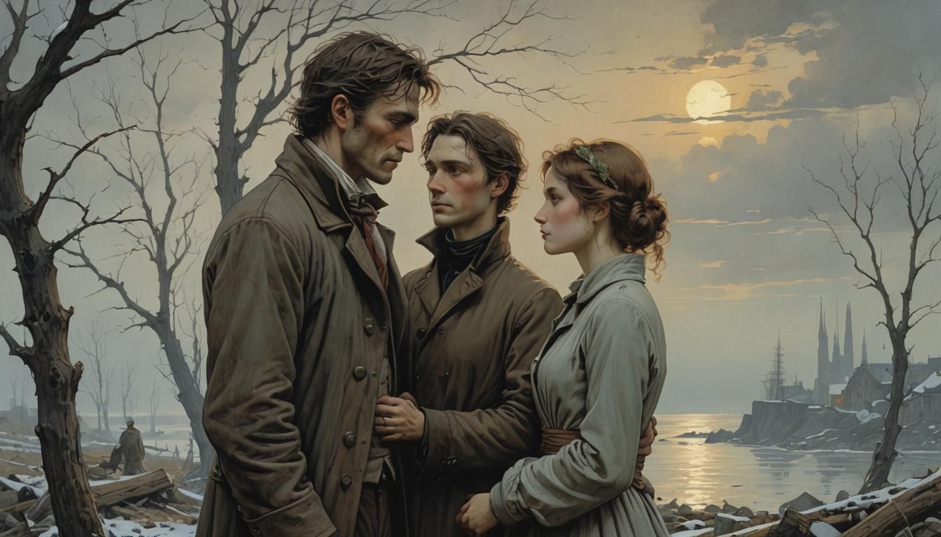 Passionate Lovers: Hyperrealistic Atmospheric Digital Painti...