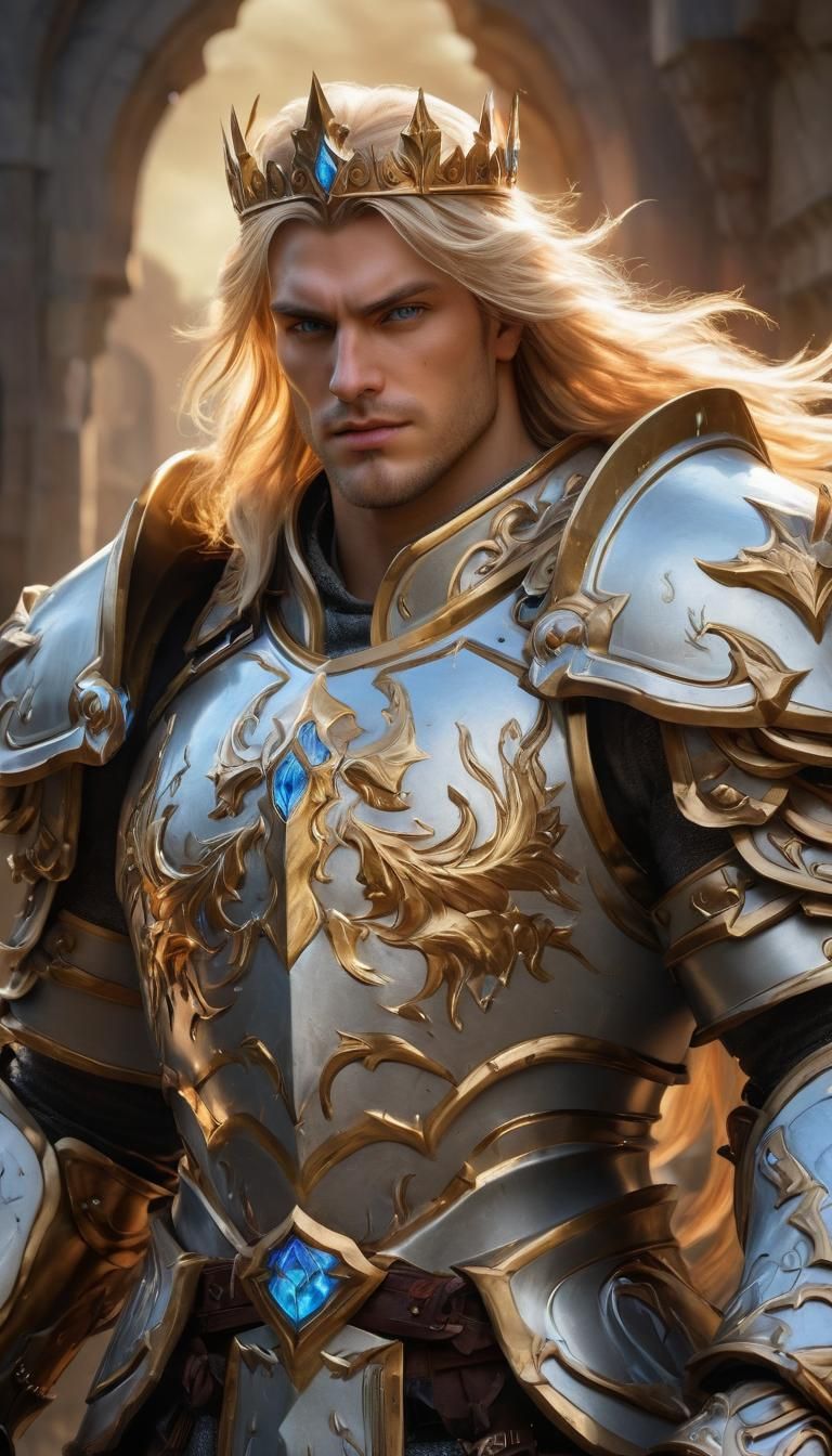Epic High Fantasy Paladin in Warcraft Style