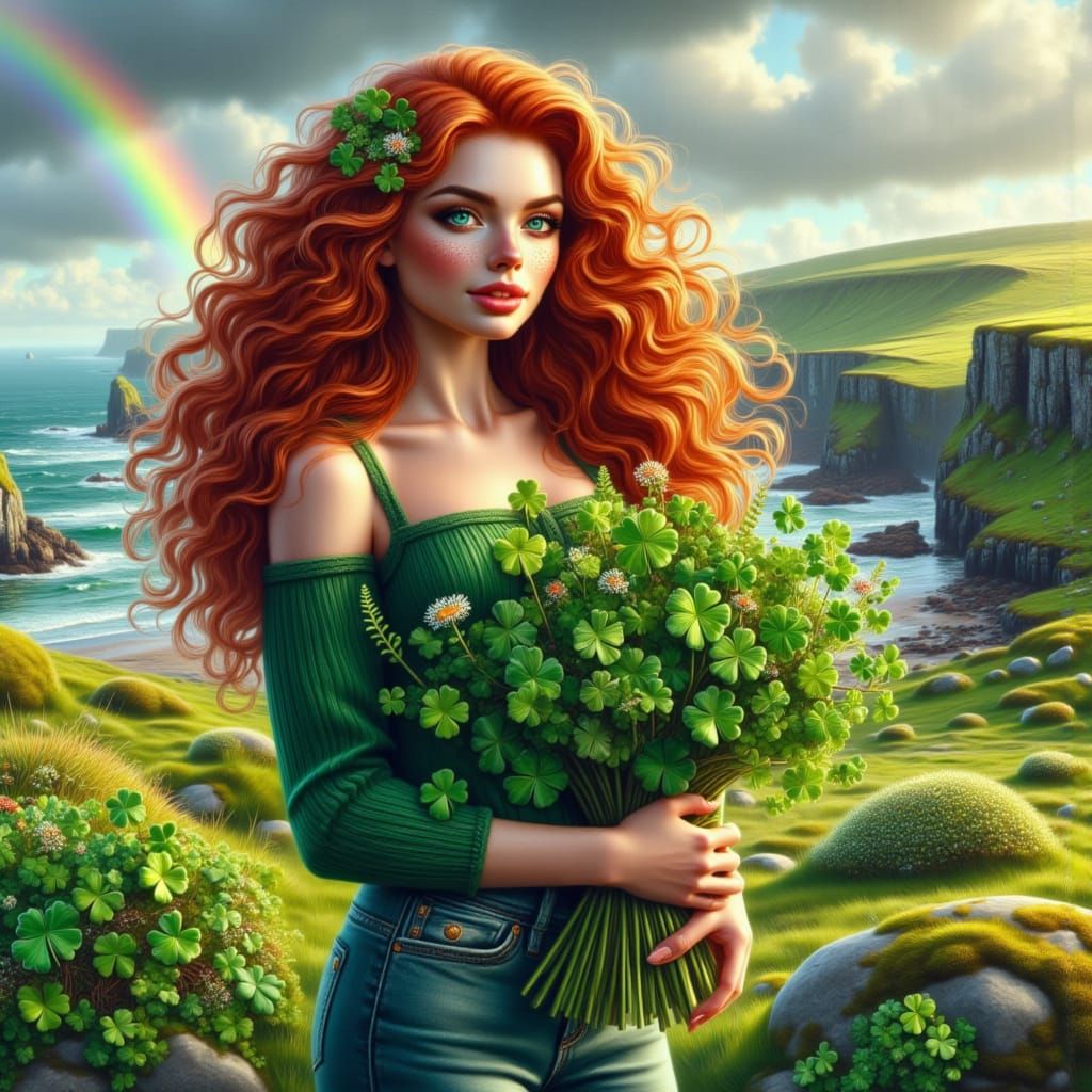 Ethereal Irish Beauty in Whimsical Landscape