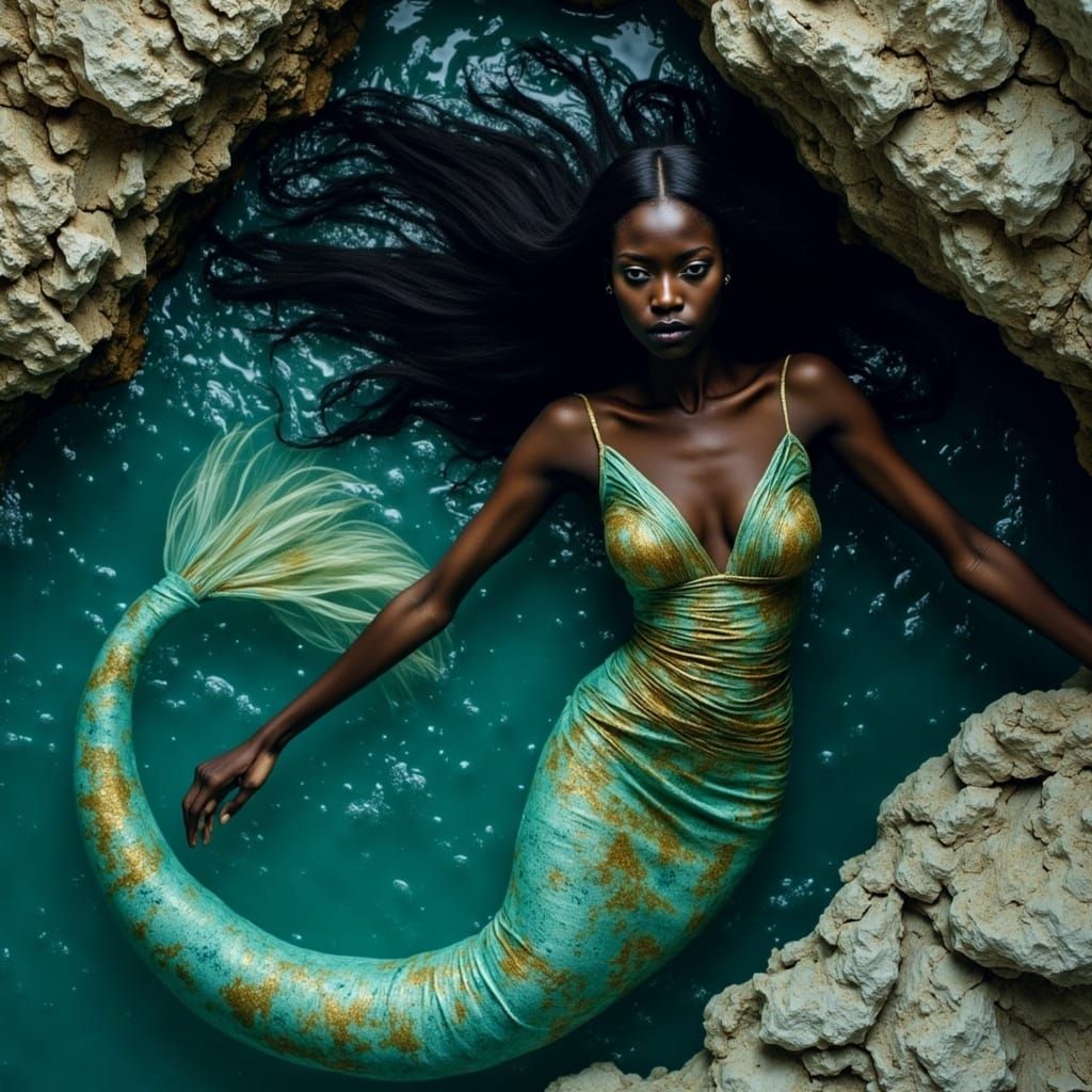 Mami Wata Goddess of Water in Art Nouveau Style