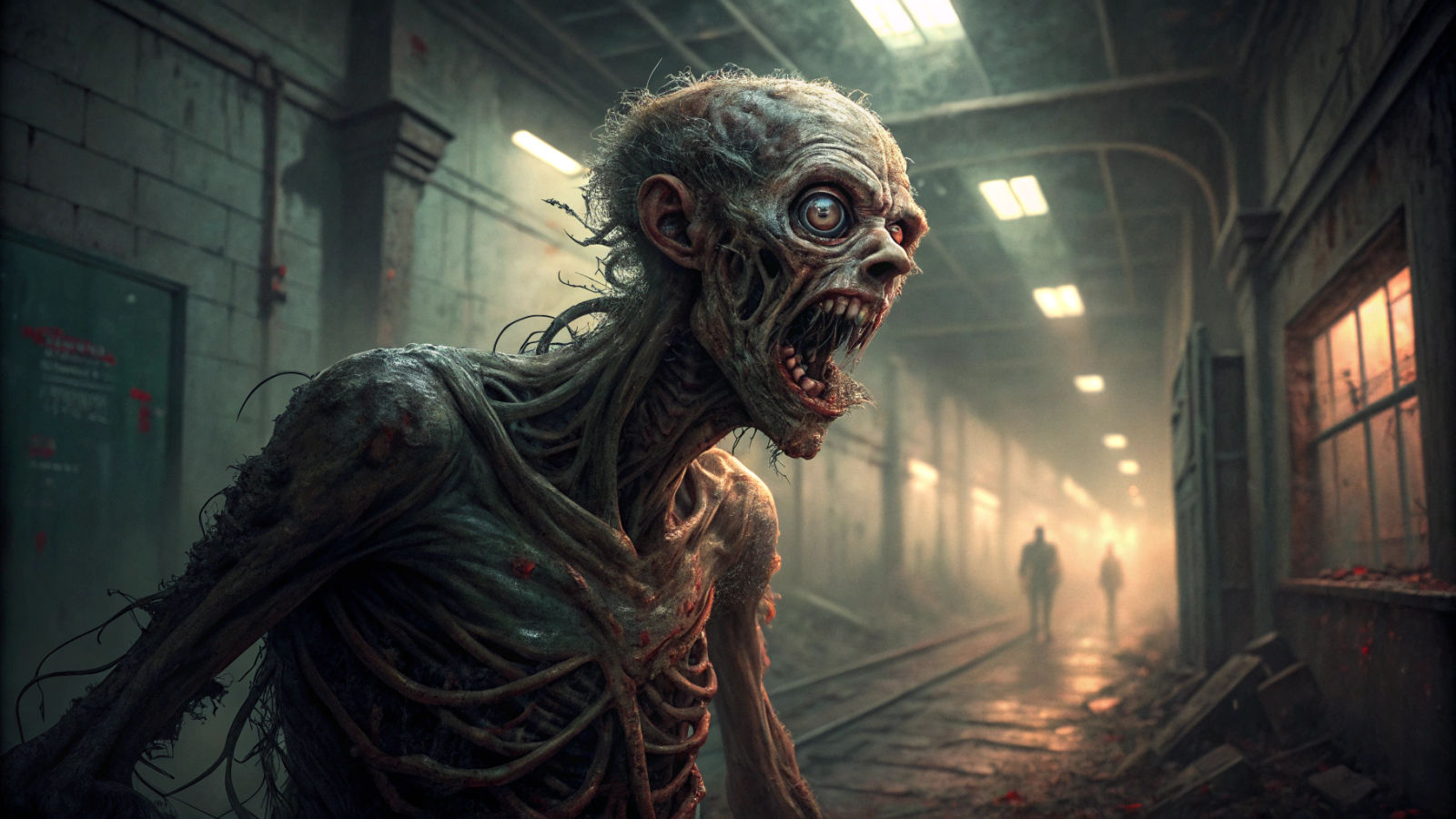 Disturbing Creature in Surreal Biomechanical Horror Art