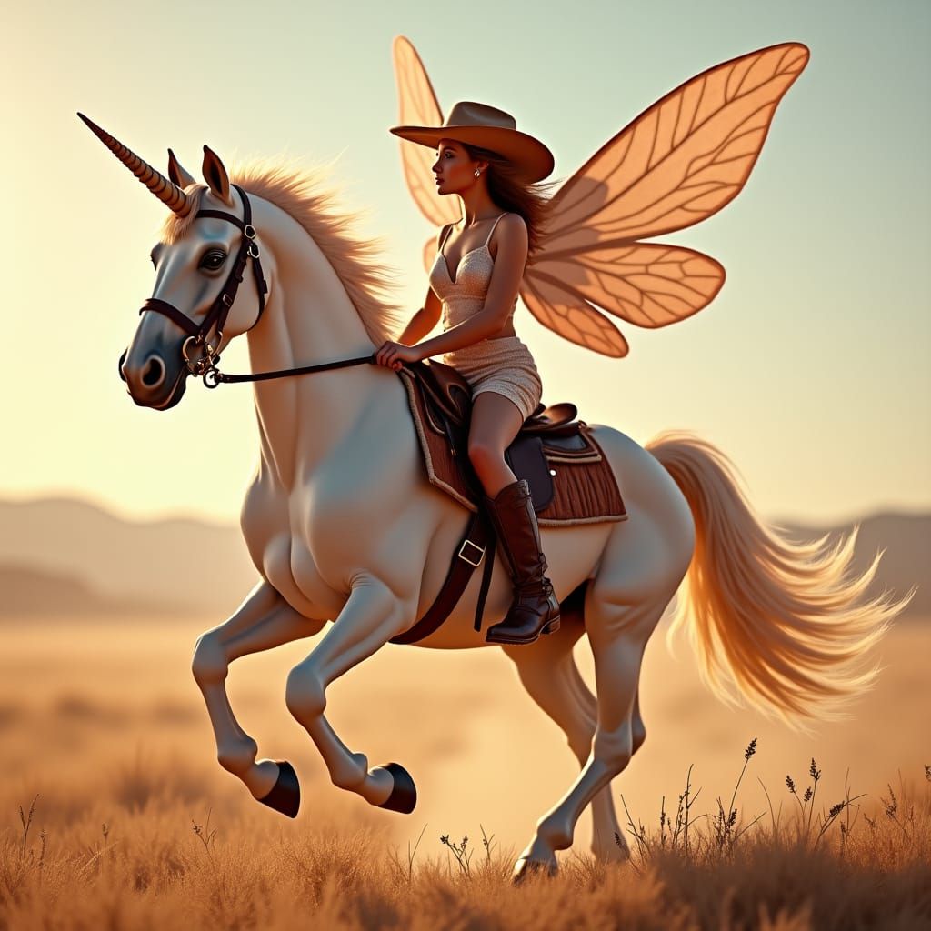 Western Fairy Rides Rose Gold Unicorn