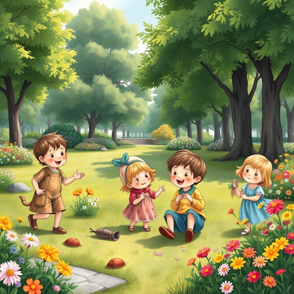 Children Playing in a Vibrant Park