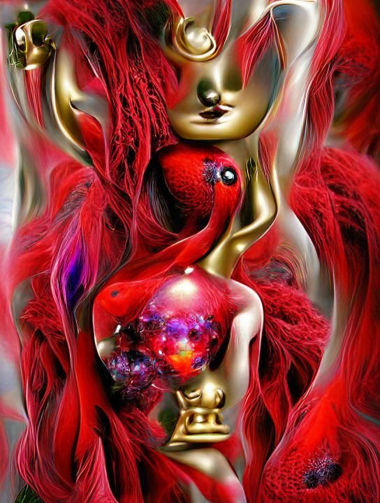 Ruby Red Goddess Digital Painting