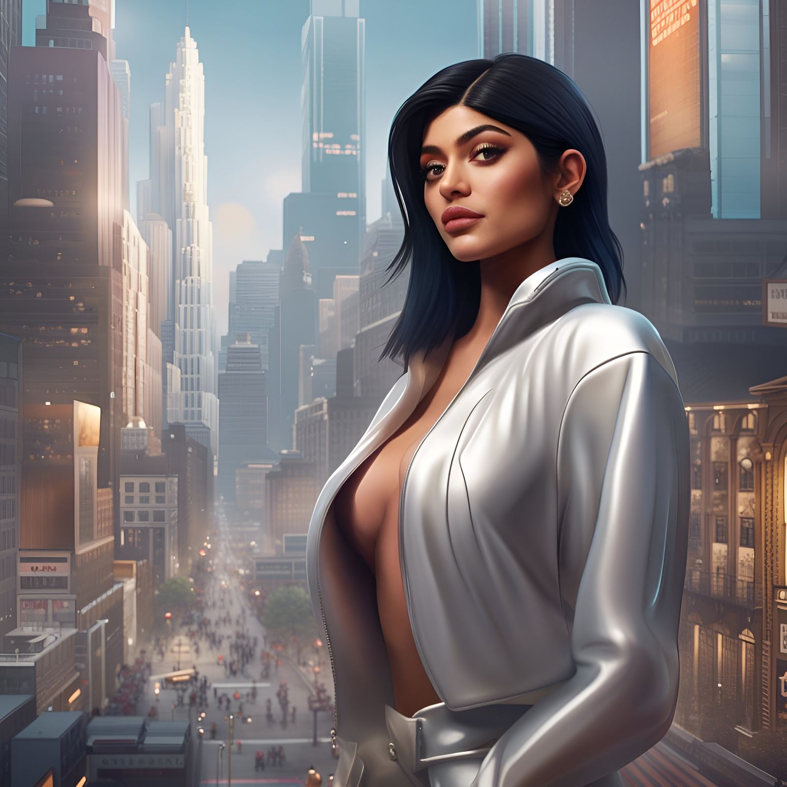 Kylie Jenner Portrait in Hyperrealistic Digital Art