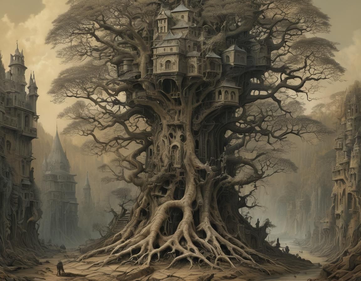 Surreal Tree of Thunder Dome Painting