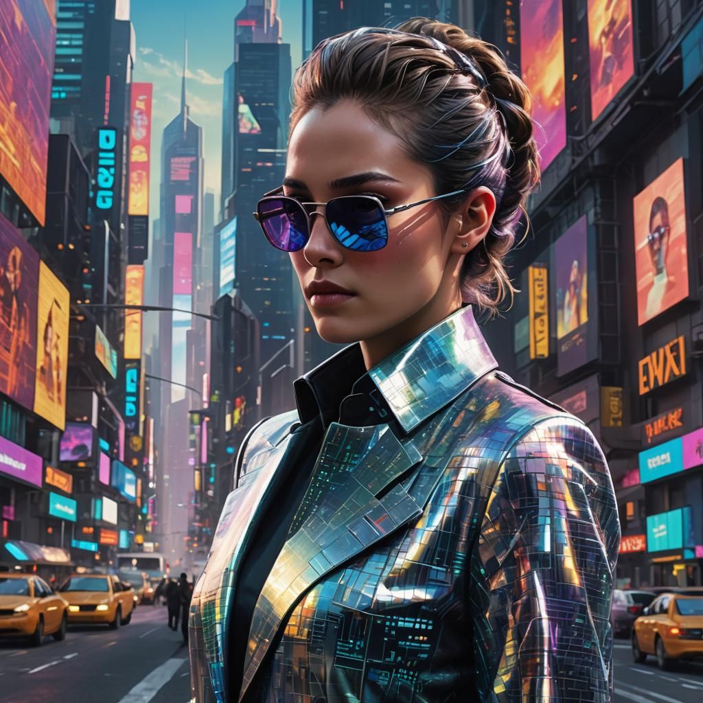 Neo-Futuristic Individual Reflecting Matrix Code in Cyberpun...